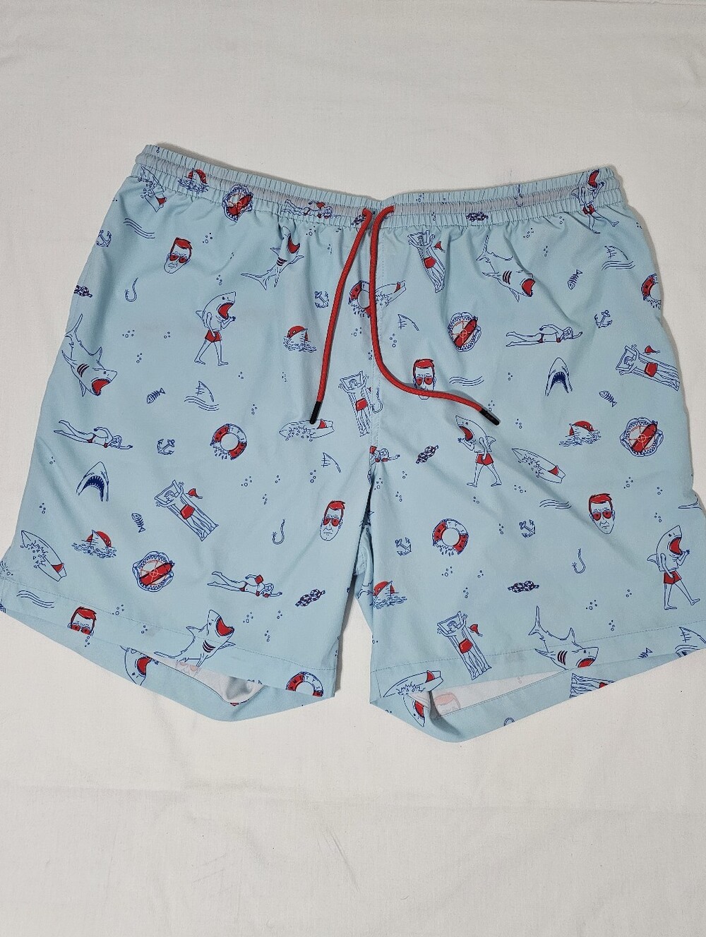 RSVLTS x JAWS Universal Studios Swim Trunks Men's 2XL Blue Shark Print Quick Dry